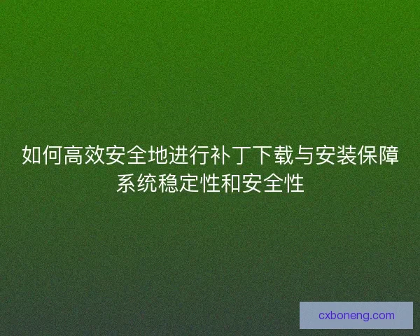 如何高效安全地进行补丁下载与安装保障系统稳定性和安全性